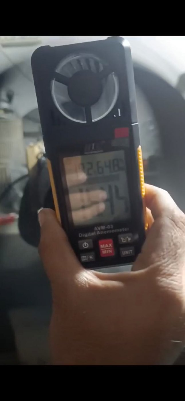 Air delivery measured with an anemometer