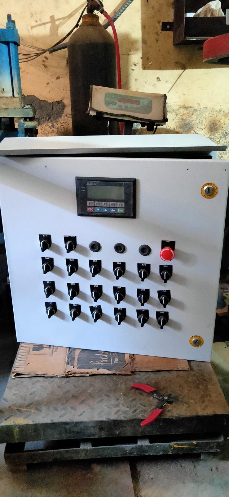 PLC and HMI control panel with Delta components, wired and programmed at FutureTech Electricals Faridabad