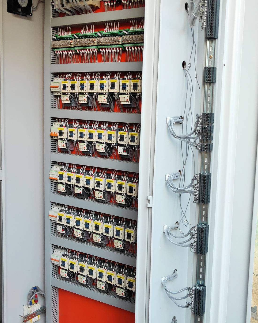 PLC panel with ferruled wiring — hero shot